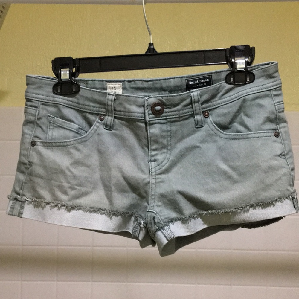 Dark green denim shorts